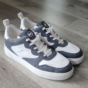 Michael Kors Baxter Leather Men's White and Gray Sneakers